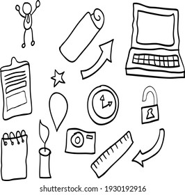 vector illustration of office doodle