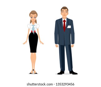 Vector illustration of office employees with badges
