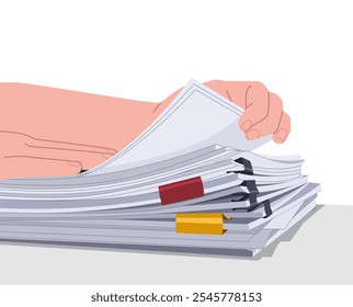 Vector Illustration of Office Files Piled up