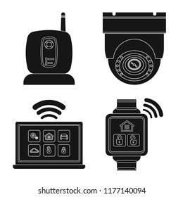 Vector illustration of office and house icon. Collection of office and system stock symbol for web.