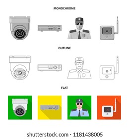 Vector illustration of office and house icon. Set of office and system stock vector illustration.