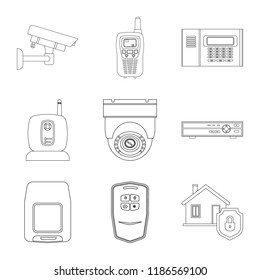 Vector illustration of office and house icon. Set of office and system stock symbol for web.