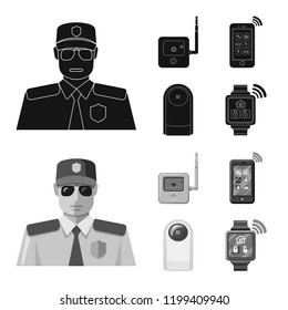 Vector illustration of office and house icon. Set of office and system stock symbol for web.