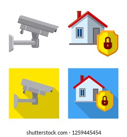 Vector illustration of office and house icon. Set of office and system vector icon for stock.