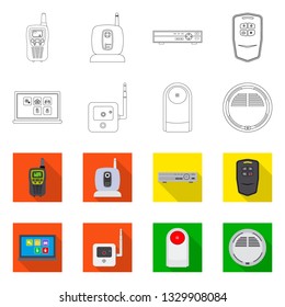 Vector illustration of office and house icon. Set of office and system stock symbol for web.
