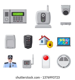 Vector illustration of office and house icon. Set of office and system vector icon for stock.