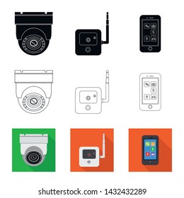 Vector illustration of office and house icon. Set of office and system vector icon for stock.