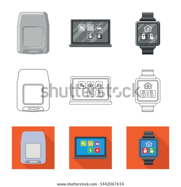 Vector illustration of office and\
house icon. Set of office and system stock symbol for\
web.