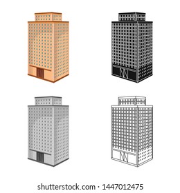 Vector illustration of office and house logo. Set of office and skyscraper stock vector illustration.