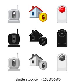 Vector illustration of office and house sign. Set of office and system stock vector illustration.