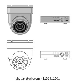 Vector illustration of office and house sign. Collection of office and system vector icon for stock.