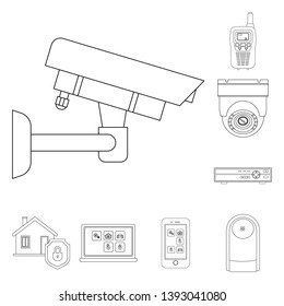 Vector illustration of office and house sign. Collection of office and system stock vector illustration.