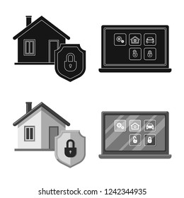 Vector illustration of office and house symbol. Set of office and system stock vector illustration.
