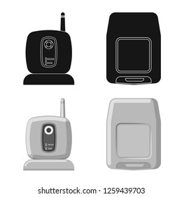 Vector illustration of office and house symbol. Collection of office and system stock vector illustration.