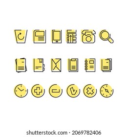 Vector illustration with office icon set on white background.
