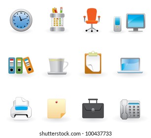 Vector illustration of office icons.