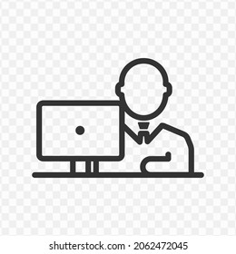 Vector illustration of office man icon in dark color and transparent background(png).