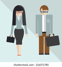 vector illustration of  office- man and office-woman