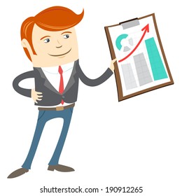 Vector Illustration of Office man showing a graph