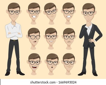 vector illustration office man use for image presentation, mascot and avatar