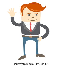 Vector Illustration of  Office man waving 