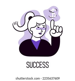 Vector illustration. Office manager showing motivation for employees. Financial, personal and professional growth. Concept of business, career development, ambitions, motivation