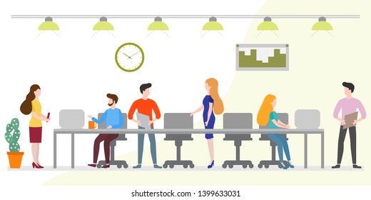 Business People Working Together Coworking Space Stock Vector (Royalty ...
