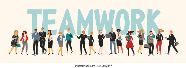 Vector illustration of office people. Office workers, businessmen, managers. Design elements