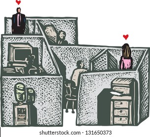 Vector Illustration Of Office Romance