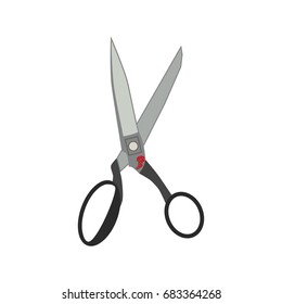 Vector illustration of office scissors isolated on white background. Scissors icon in flat style.