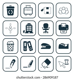 Vector illustration of office set icon