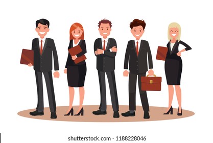 Vector illustration of office staff. Flat design.