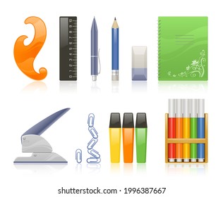 Vector illustration of office supplies.