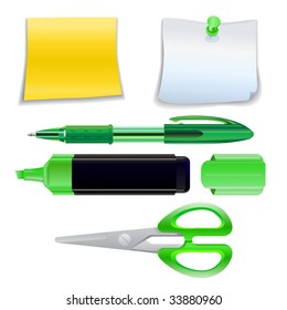 Vector Illustration of the office supplies icon set.