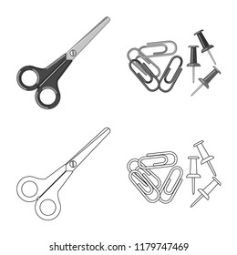Vector illustration of office and supply icon. Collection of office and school stock symbol for web.