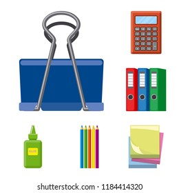 Vector illustration of office and supply icon. Set of office and school stock symbol for web.
