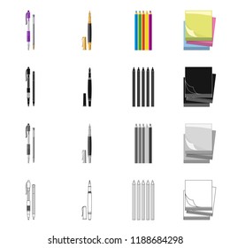 Vector illustration of office and supply icon. Collection of office and school stock symbol for web.