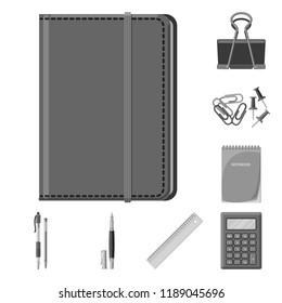 Vector illustration of office and supply icon. Collection of office and school stock symbol for web.