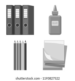 Vector illustration of office and supply icon. Set of office and school stock symbol for web.