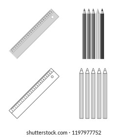 Vector illustration of office and supply icon. Set of office and school vector icon for stock.