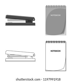 Vector illustration of office and supply icon. Set of office and school vector icon for stock.