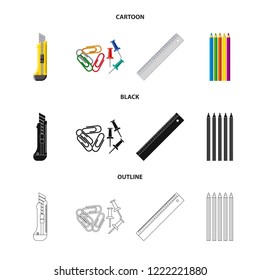 Vector illustration of office and supply icon. Collection of office and school vector icon for stock.