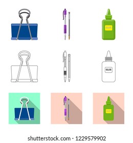 Vector illustration of office and supply icon. Set of office and school vector icon for stock.