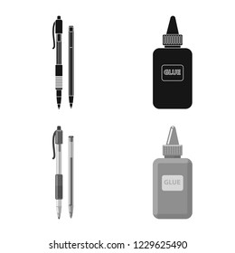 Vector illustration of office and supply icon. Set of office and school stock vector illustration.
