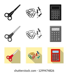 Vector illustration of office and supply icon. Collection of office and school stock symbol for web.