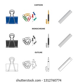 Vector illustration of office and supply icon. Collection of office and school stock symbol for web.