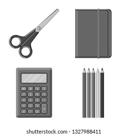 Vector illustration of office and supply icon. Set of office and school vector icon for stock.