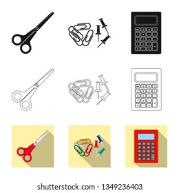 Vector illustration of office and supply icon. Collection of office and school vector icon for stock.