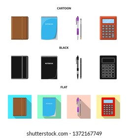 Vector illustration of office and supply icon. Set of office and school stock vector illustration.