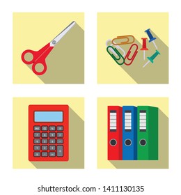 Vector illustration of office and supply icon. Set of office and school vector icon for stock.